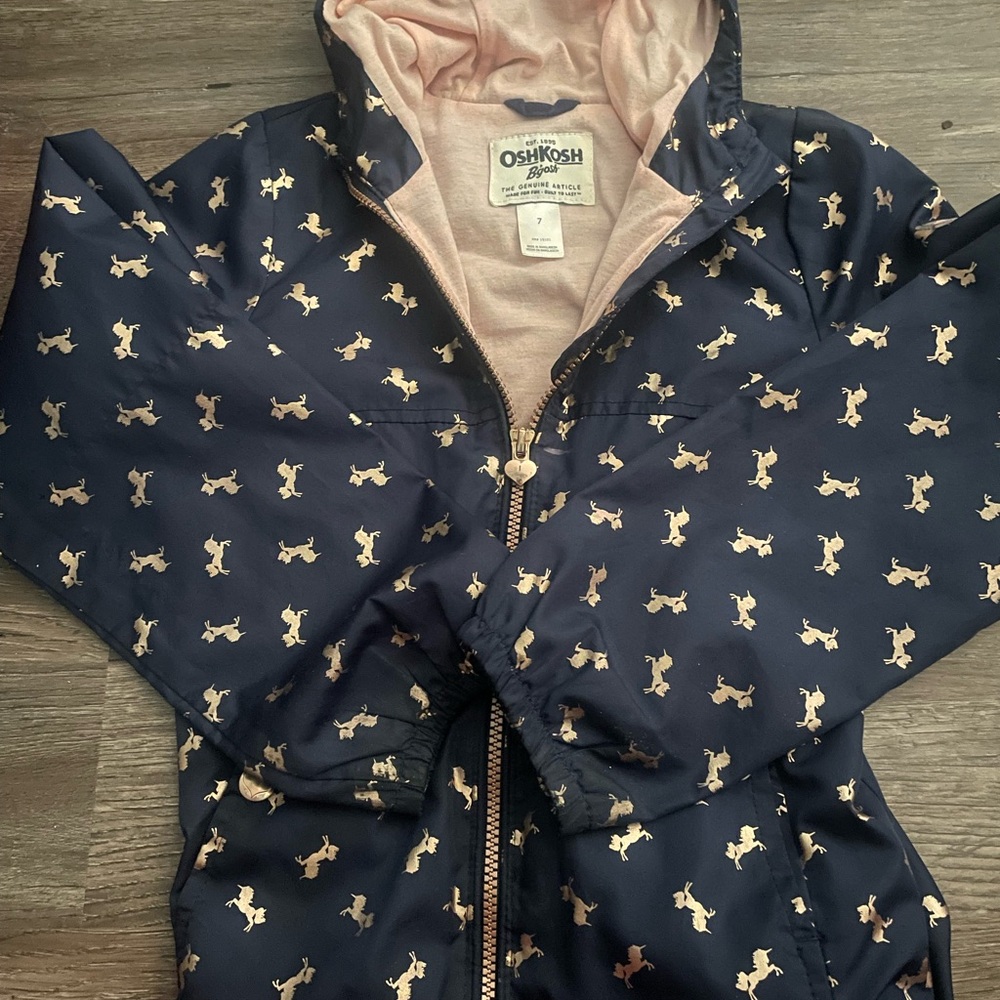OshKosh B'gosh Blue and Pink Raincoat with Playful Print